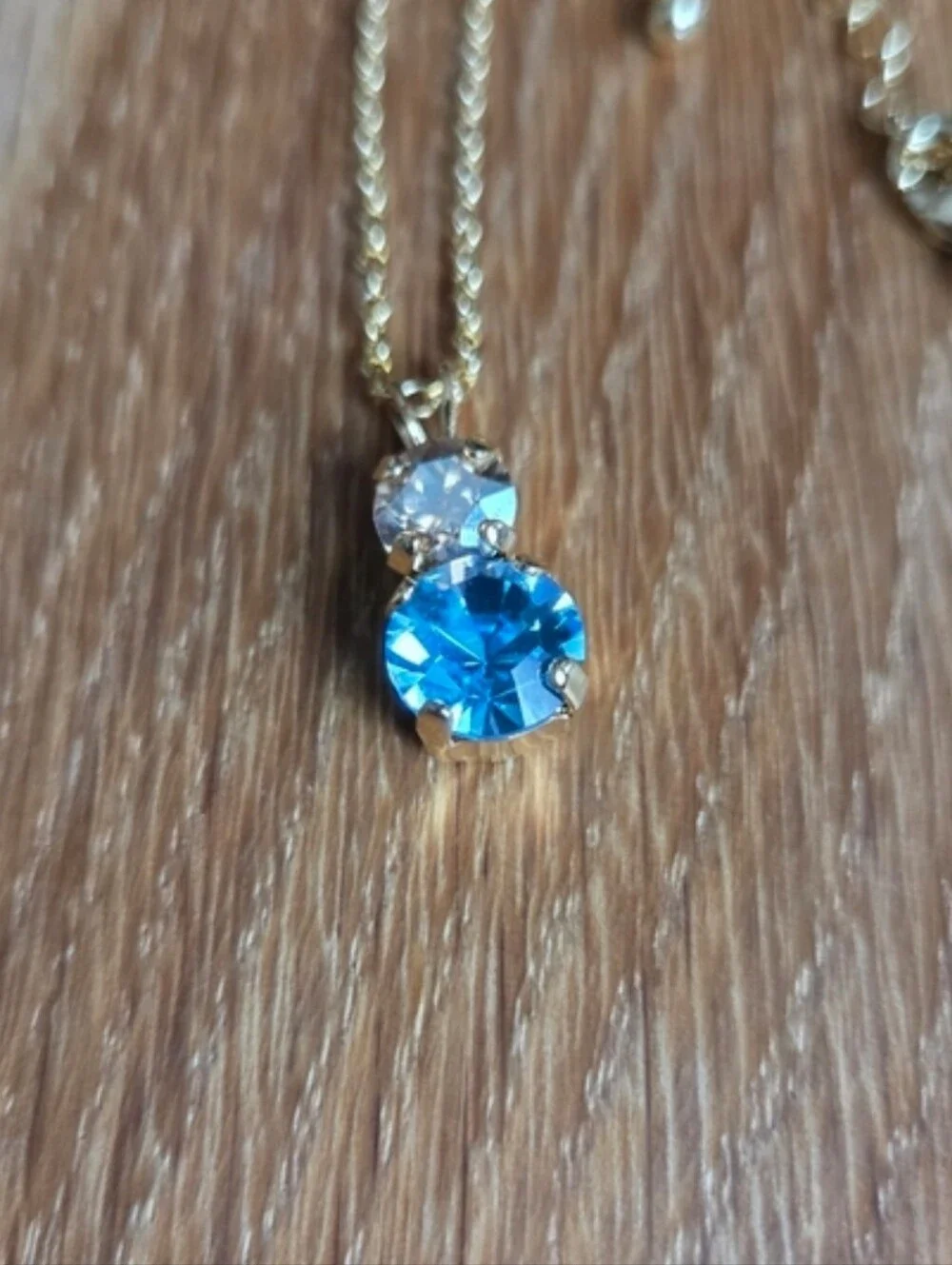 Aquamarine  Blue & Golden Shadow Crystals Necklace – Handmade